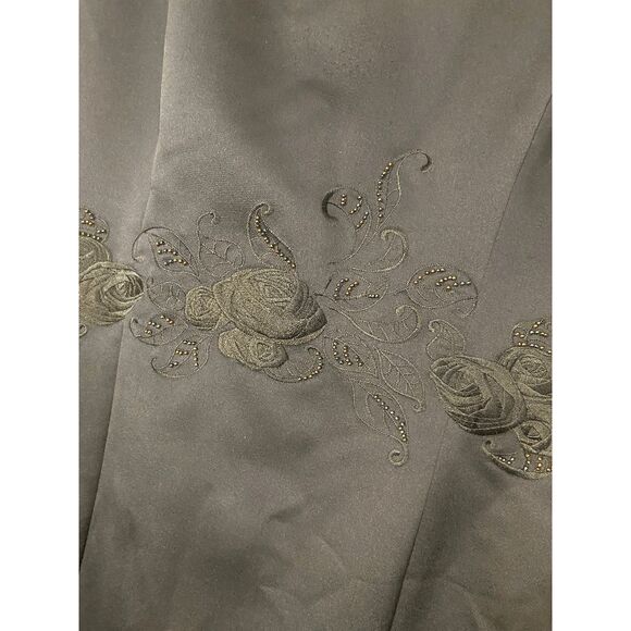 Maggy London Emerald Green Midi Satin Jeweled Detailing Dress, Size 10 - Picture 4 of 13